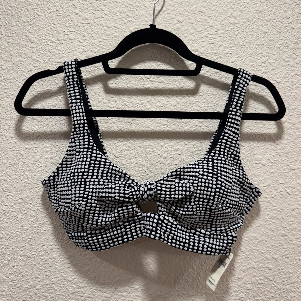 Aerie Bikini Top - Black with White Polka Dots